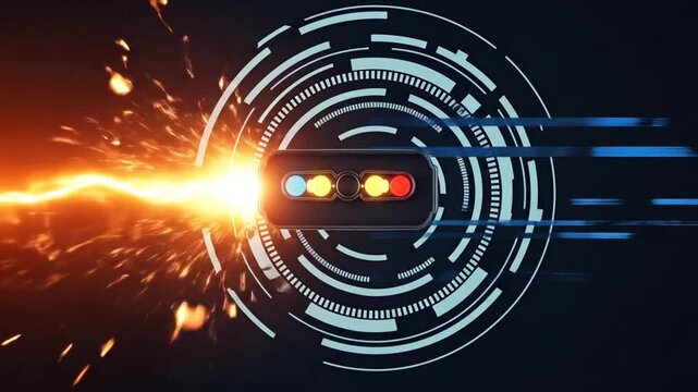 Abstract Illustration of Energy Flow Sparks and Digital Connections in a Futuristic Design