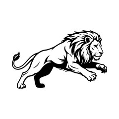 Vector art of lion jumping, a symbol of power and strength