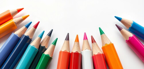 Close-up of colorful vector marker pen tips on white background,  stationery,  illustration