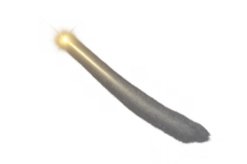 Bright shooting star streaking across space with glittering golden light trail, cosmic phenomenon element