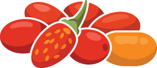 Fototapeta premium Cut goji berry fruit pieces on transparent background
