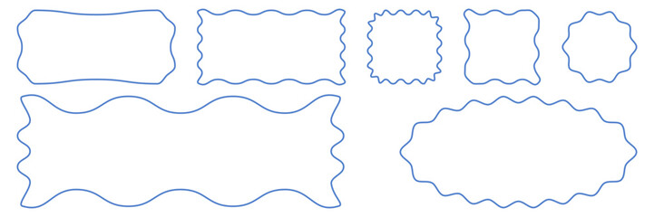 hand drawn wavy frame outlines in various shapes and sizes Includes rectangular, square. minimal abstract borders. for borders, labels, text fields, stickers, posters, invitations designs