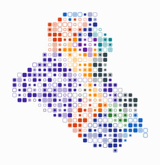 Iraq, shape of the country build of colored cells. Digital style map of the Iraq on white background. Large size rounded square blocks. Awesome vector illustration.