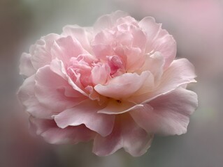 Soft Pink Peony Bloom Isolated Petals Delicate Flower Pastel Shades Blurry Background