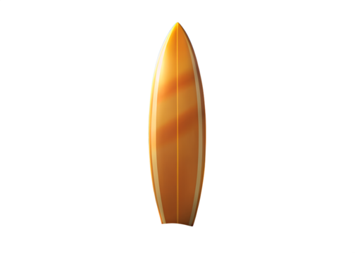 Classic wooden surfboard isolated on transparent background, perfect for catching some waves
