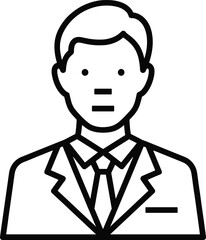 Business avatar illustration with suit and tie, professional icon design, formal character symbol, and corporate identity graphic in line art