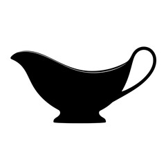 Black silhouette of a gravy boat on white background  