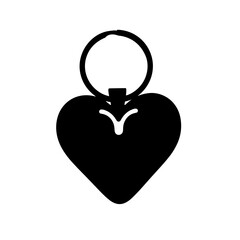 Black heart-shaped pendant on ring with a simple design  