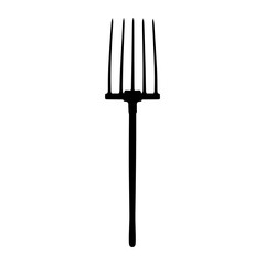 Garden pitchfork silhouette on a white background  