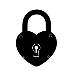 Heart-shaped padlock in black silhouette on white background  