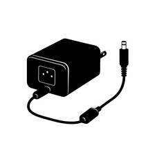 Black power adapter with cable for electronic devices  