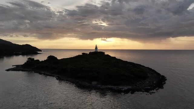 Faro del Islote de Alcanada en Alcudia, Mallorca, Islas Baleares