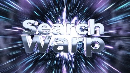 Abstract text with search warp on a bright blue background for futuristic concepts