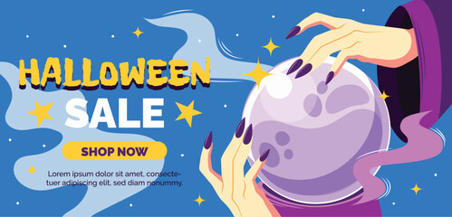 flat horizontal banner template halloween season design vector illustration