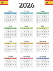 Spanish Calendar Template for 2026 Year with Monday Start