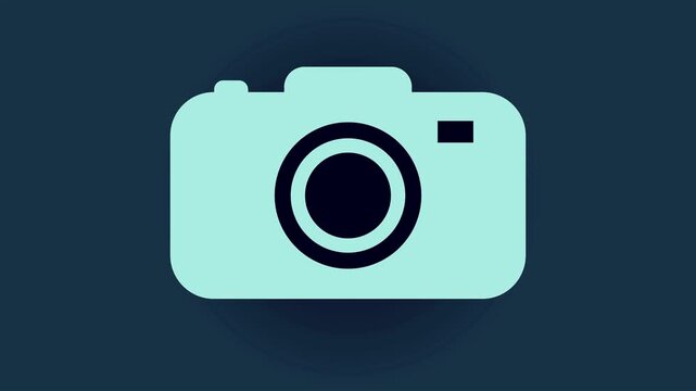 The camera icon animation is a digital symbol of photographic technology and equipment, featuring a lens and flash for capturing a picture