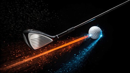 Golf ball hit by club