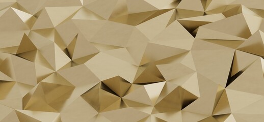 Stylish 3D rendered polygonal background in gold. Perfect for luxury branding, digital art, or elegant presentations.