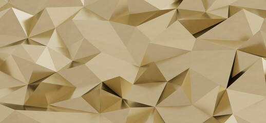 Luxurious golden polygonal design with a 3D effect. Perfect for abstract backgrounds, modern art, and elegant visuals. Ideal for websites, prese