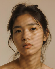 Captivating portrait of a young woman with soft lighting effects