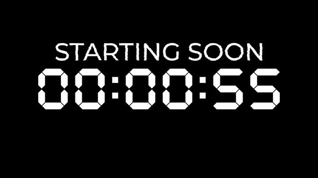 starting soon countdown timer live stream glitch digital suitable for live streaming, gaming events, online broadcasts, and pre-show announcements