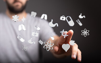 Image depicting medical icons, technology, innovation, and healthcare solutions.