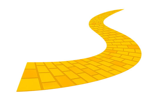 curved yellow brick road illustration