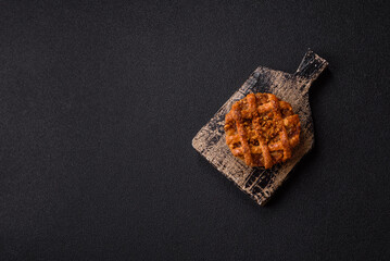 Apple or pumpkin pie or tart is a sweet American autumn treat. American apple pie