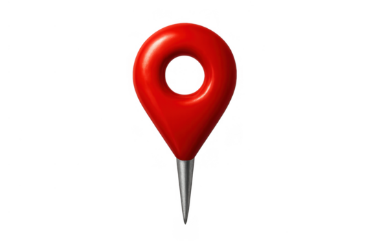 Red map pin 3d icon indicating location, destination, navigation, travel, and route finding