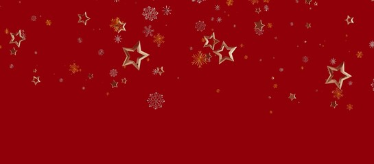 Christmas and holiday-themed image with a red backdrop and sparkling stars and snowflakes, ideal for seasonal greetings and festive design proje © vegefox.com