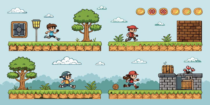 2D Game Level Design Sprite Sheet &ndash; Platformer Game Assets Pack, Pixel Art Tileset, Background Elements, Characters, and Objects for Indie Game Developers and Animation Projects