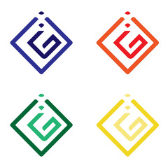 Geometric G-Logos in Multicolor Diamond Frames.ai