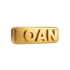 Golden loan button, a financial concept for borrowing money isolated on transparent background