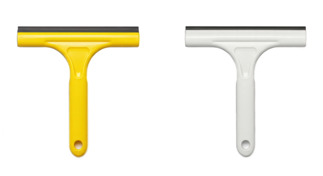 Yellow and White Window Squeegees, Household Cleaning Tools Isolated on Transparent Background