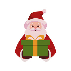 Santa claus holding gift box portrait 