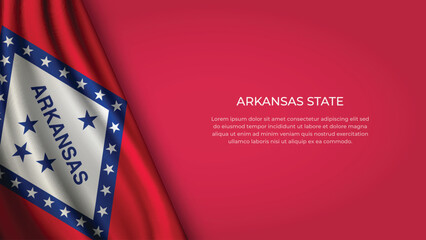 High Quality Backgound with Wavy Flag of State of Arkansas