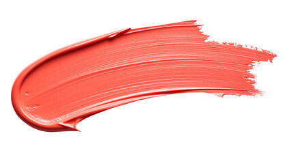 textured abstract salmon color paint stroke isolated on transparent background, png