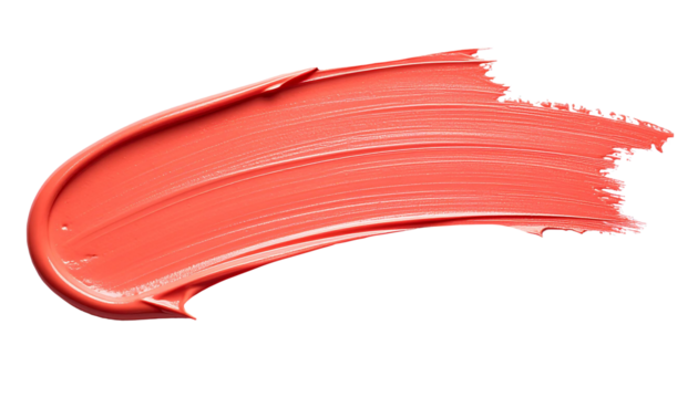 textured abstract salmon color paint stroke isolated on transparent background, png