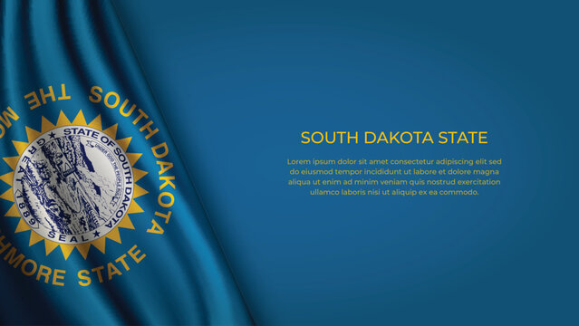 High Quality Backgound with Wavy Flag of State of South Dakota