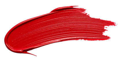 textured abstract red color paint stroke isolated on transparent background, png