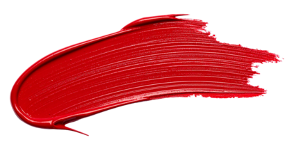 textured abstract red color paint stroke isolated on transparent background, png