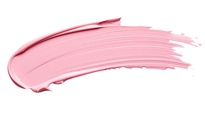 textured abstract pink color paint stroke isolated on transparent background, png