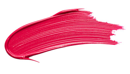 textured abstract raspberry color paint stroke isolated on transparent background, png