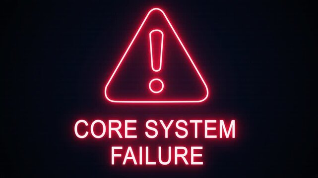 Core system failure alert Icon with binary code background. Attention grabbing icon highlights the importance of digital safety in today's interconnected world.