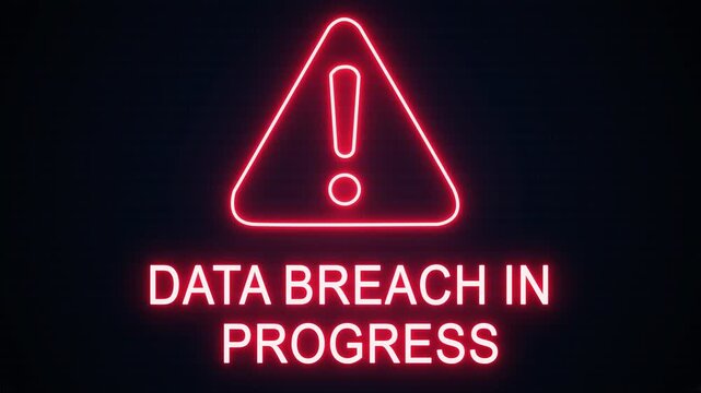 Data breach in progress alert Icon with binary code background. Attention grabbing icon highlights the importance of digital safety in today's interconnected world.
