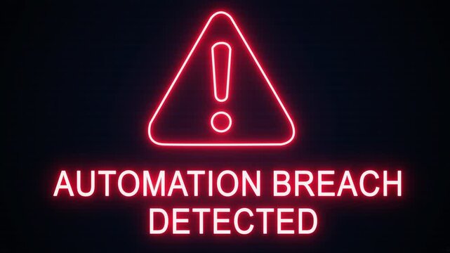 Automation breach detected alert Icon with binary code background. Attention grabbing icon highlights the importance of digital safety in today's interconnected world.