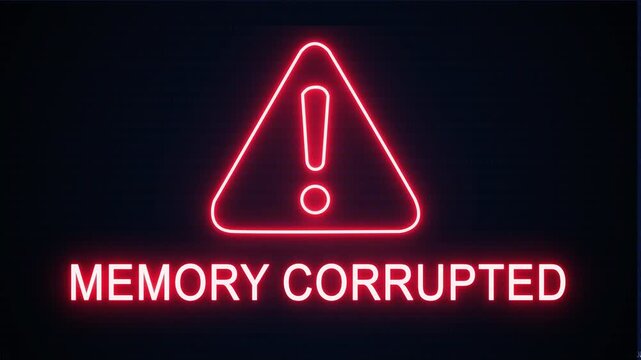 Memory corrupted alert Icon with binary code background. Attention grabbing icon highlights the importance of digital safety in today's interconnected world.