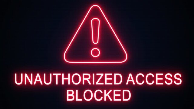 Unauthorized access blocked alert Icon with binary code background. Attention grabbing icon highlights the importance of digital safety in today's interconnected world.