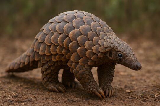 wild pangolin walking in natural habitat