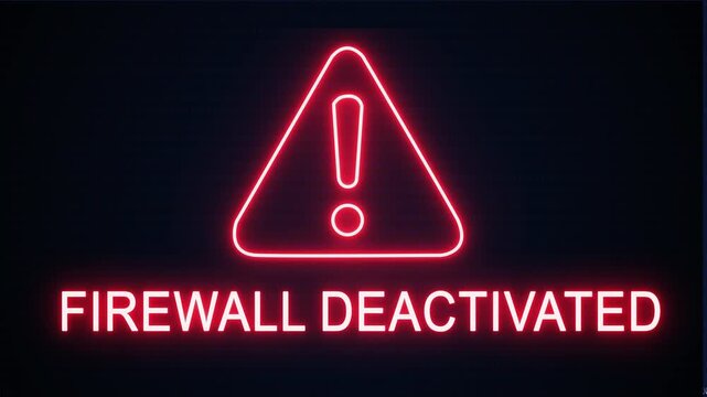 Firewall deactivated alert Icon with binary code background. Attention grabbing icon highlights the importance of digital safety in today's interconnected world.